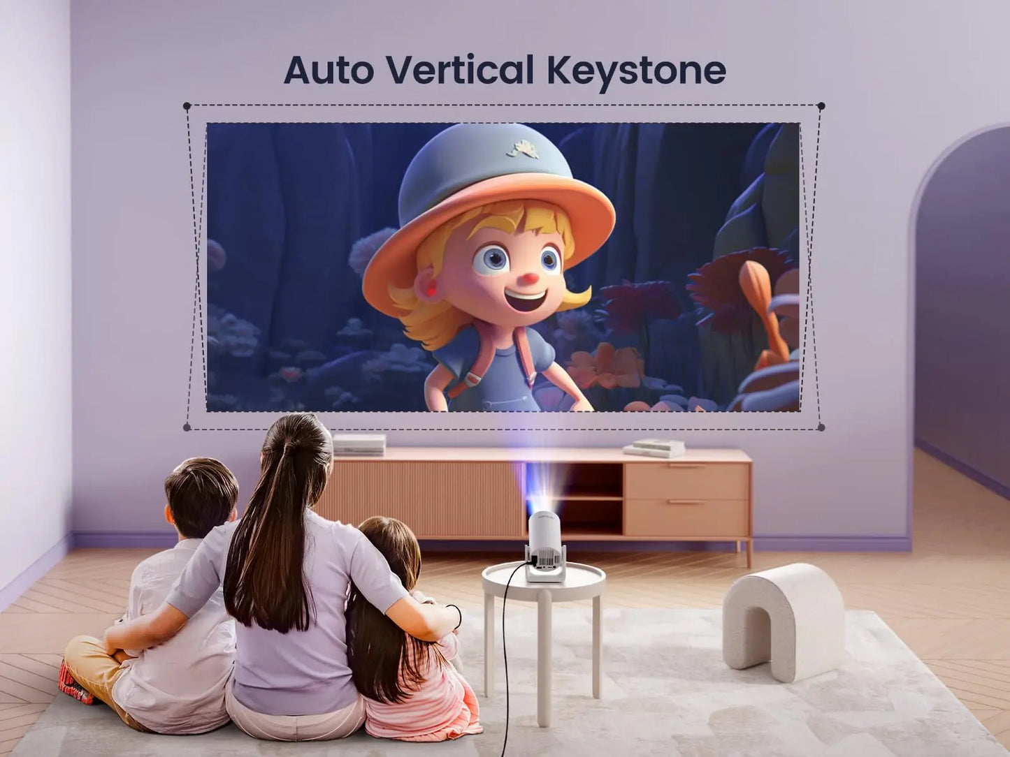 Mini Projector 1080P Support with 270° Rotating Bracket 300 ANSI 5G Wifi Bluetooth Auto Keystone Home Projector