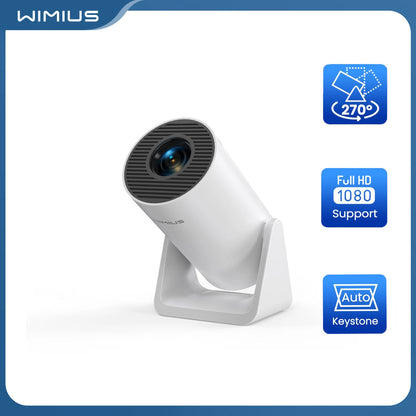 Mini Projector 1080P Support with 270° Rotating Bracket 300 ANSI 5G Wifi Bluetooth Auto Keystone Home Projector