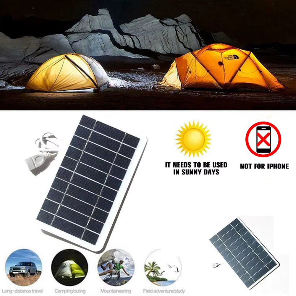 Portable Solar Panel 5V 2W Solar Plate with USB Safe Charge Stabilize Battery Charger for Power Bank Phone Outdoor Camping Home