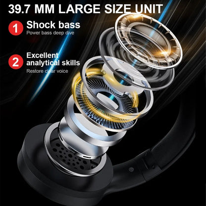 JH919 Wireless Bluetooth Headphones Foldable Stereo Earphones Super Bass Noise Reduction Mic for Laptop PC TV